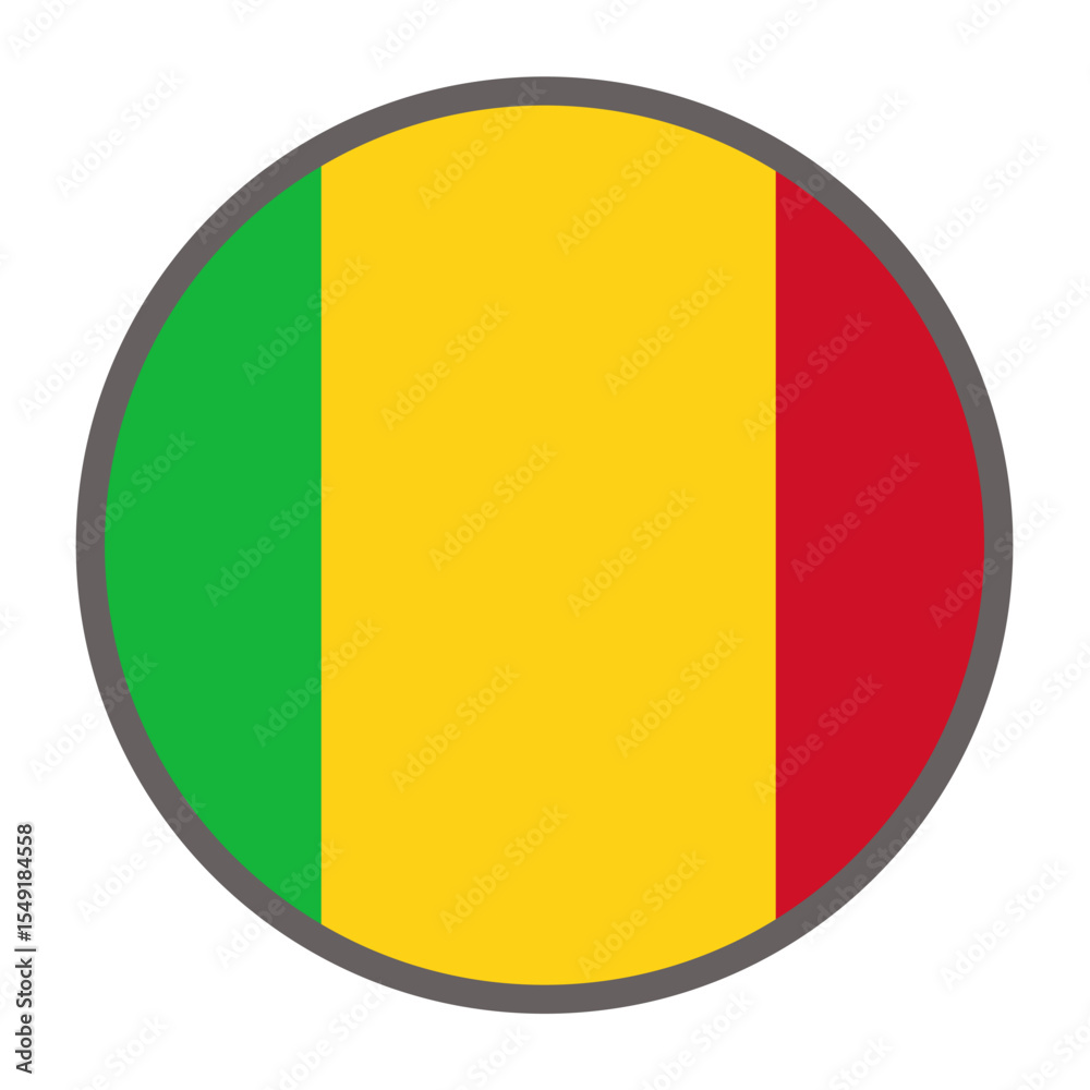 Fototapeta premium round flag of Mali country on white background vector Vector round flag