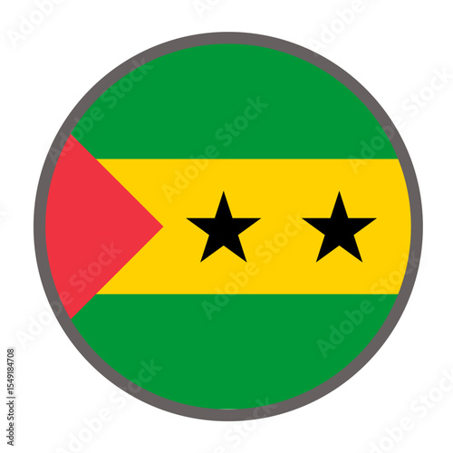 round flag of Sao Tome and Principe country on white background vector
Vector round flag