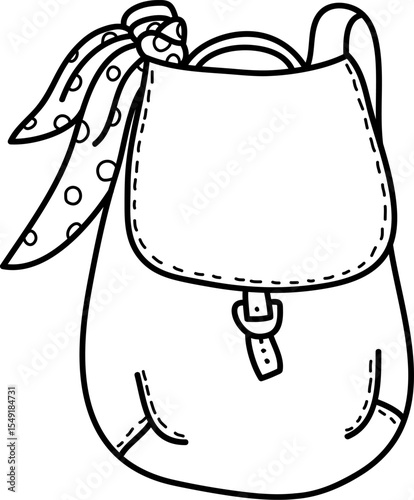 Backpack with Polka Dot Scarf Sketch