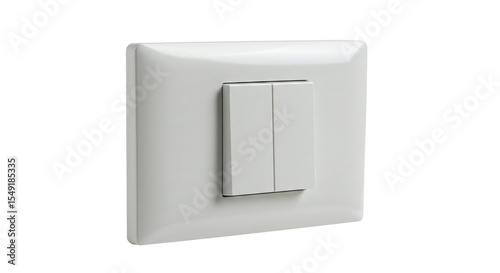 White electrical switch plate cover with 2 switch plastic durable wall fitting isolated on a transparent background