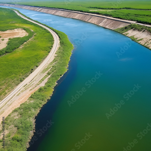 Dirty poisoned water in the river. Discharge of sewage into reservoirs. Environmental pollution. Harm to the environment and human health.