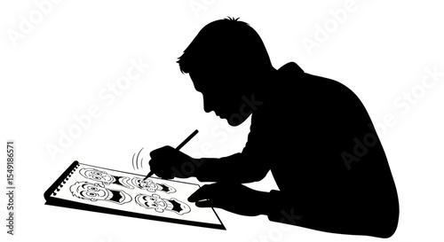 Creative Cartoonist Sketching Exaggerated Expressions Drawing Art