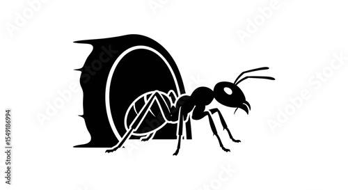 Curious Ant Peeking Out Tunnel Entrance Cautiously Exploring