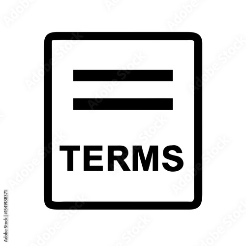 Black and white icon of a document labeled "TERMS," symbolizing terms and conditions, legal agreements, and user policy files.
