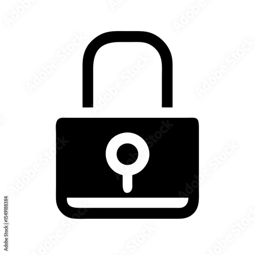 Black and white icon of a padlock with a flat base, symbolizing legal protection, secure access, and confidentiality of legal documents or data.
