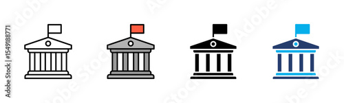 Government icon sheet multiple style collection