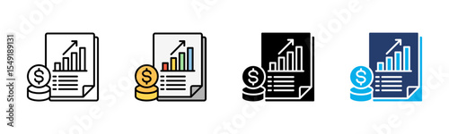 Financial icon sheet multiple style collection