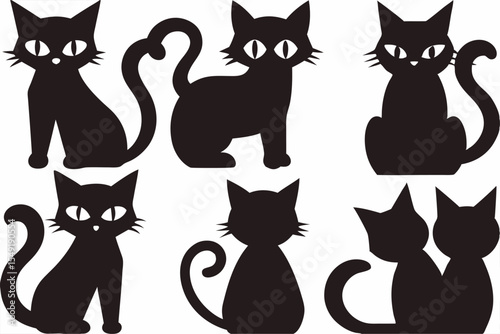 Black Cat Silhouette Vector Art for Halloween Decor 