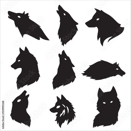 Minimalist Wolf Head Silhouette – Geometric Low Poly Black and White Digital Art

