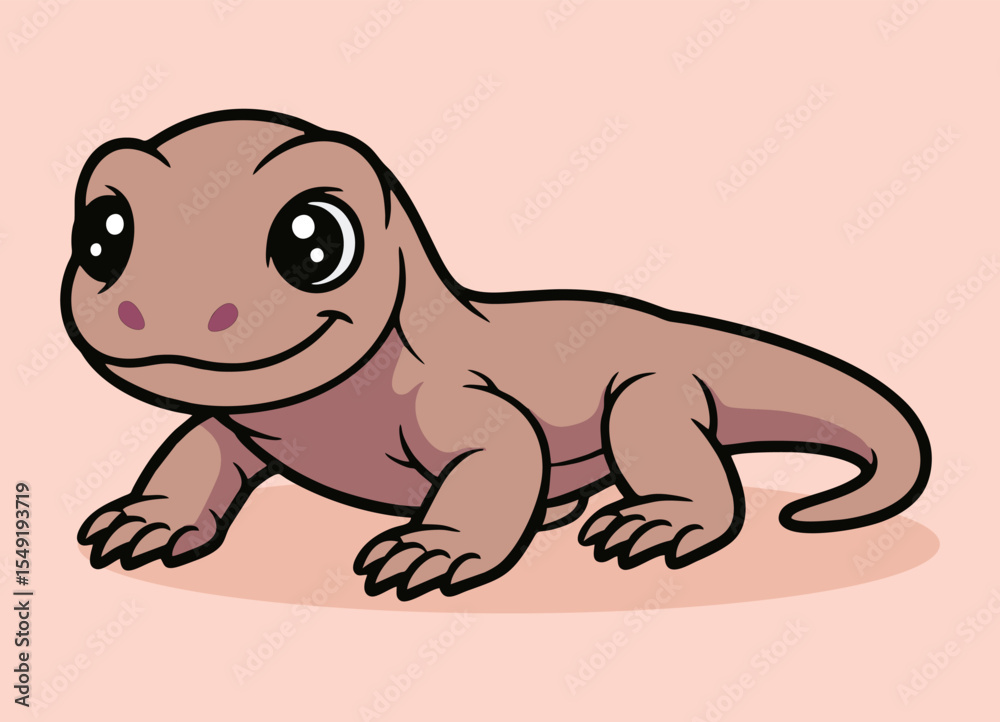 Fototapeta premium cute little commode with big eyes running and smiling happy