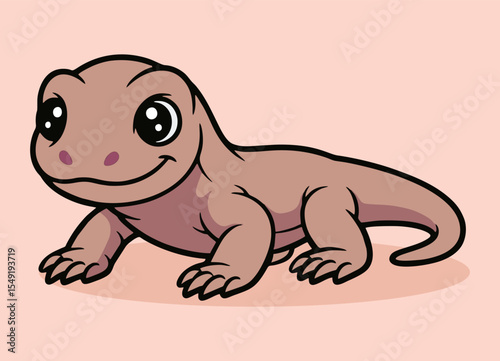 cute little commode with big eyes running and smiling happy
