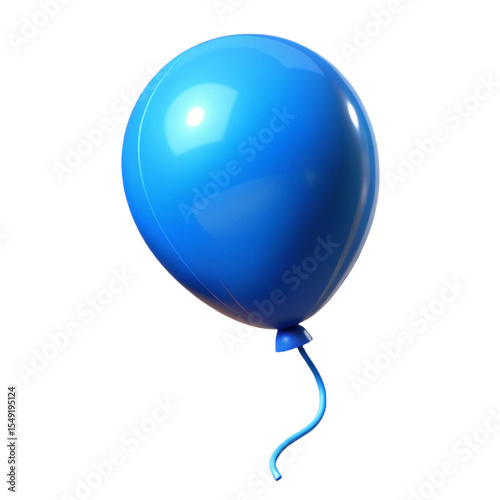 Single Shiny Blue Balloon; 3D Render, Festive, Joyful, Celebration