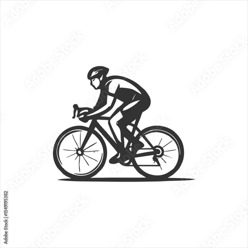 Cyclist in Action: Dynamic Vector Illustration of a Road Bike Rider