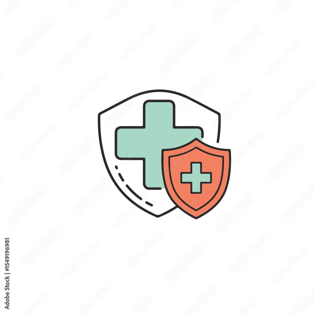 Obraz premium Shields with crosses, symbolizing protection and health, evoke a sense of safety and well-being.