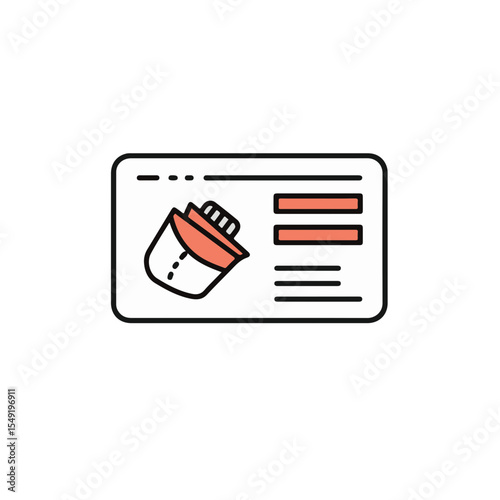 Image of an outlined graphic, which is a credit or debit card. 
