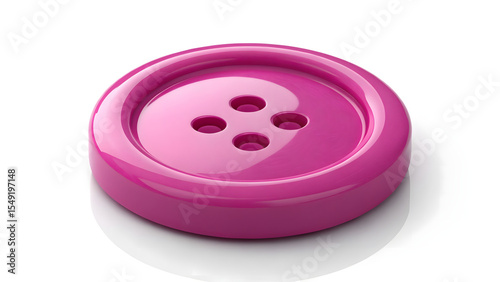 Single pink plastic button isolated on white