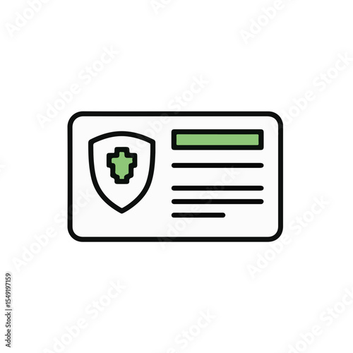 A healthcare id card with a shield and cross symbol, representing medical identity and care.