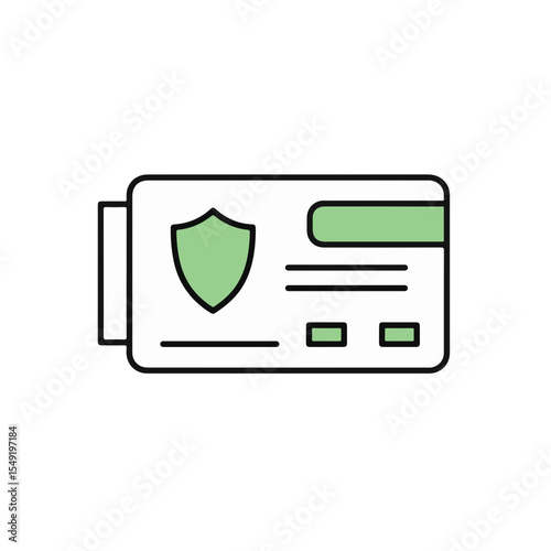An identity card with a security shield.