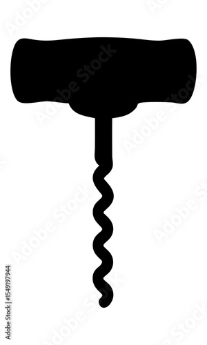 A corkscrew tool full black silhouette vector illustration design