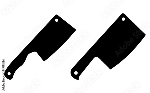 Set of large cleaver icon full black silhouette vector illustration design