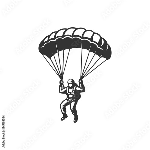 Monochrome Skydiver Illustration: Freefall Adventure Graphic