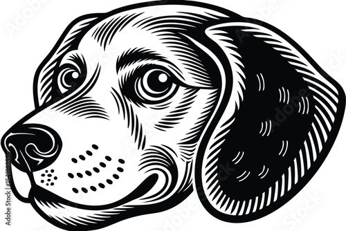 A stylized papillon dog head presents a charming smile in monochrome simplicity