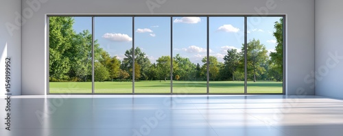 Modern architectural window view nature landscape interior design