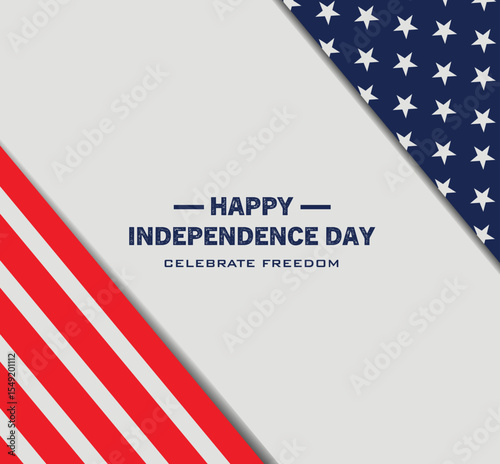 Happy Independence Day Vector with American Flag Elements.