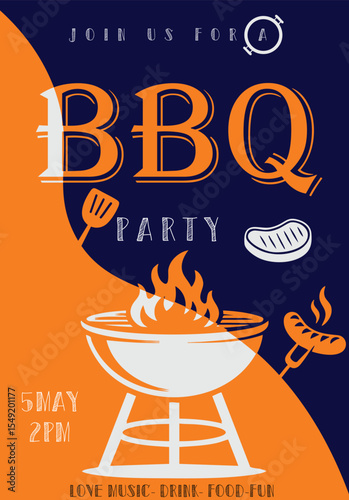 BBQ Party Invitation Vector Illustration
