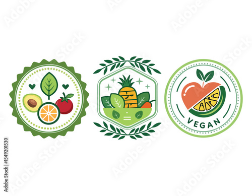 Organic and Vegan Food Badges Labels