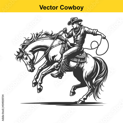 A cowboy baking horse	
