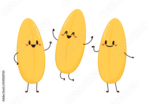 Paddy or Rice seed character design. rice vector on white background. rice seed.