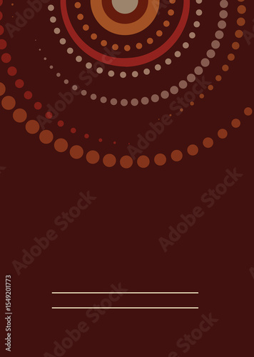 Abstract Earth Tone Circle Pattern on Maroon Background, Vector