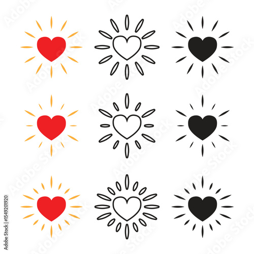 Red Shining Heart Vector Illustration