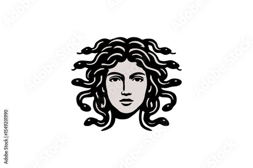 Medusa Icon: Mythical Gorgon with Snake Hair - Vector Illustration