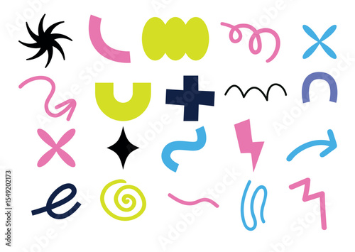 Playful abstract shapes vector illustration – vibrant and colorful decorative elements in a fun modern style