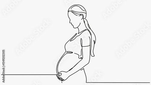 A simple line drawing of a pregnant woman