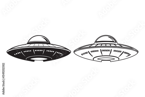 UFO icon silhouette on white background