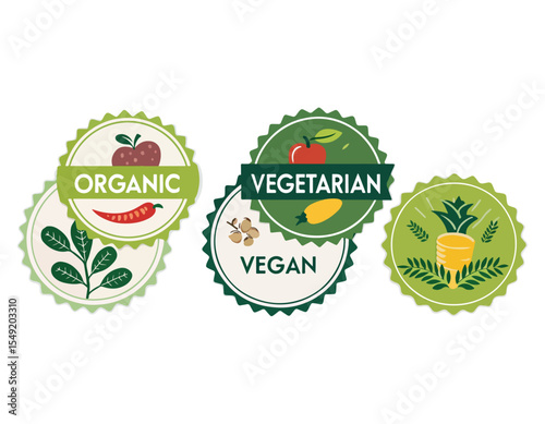 Organic and Vegan Food Badges Labels