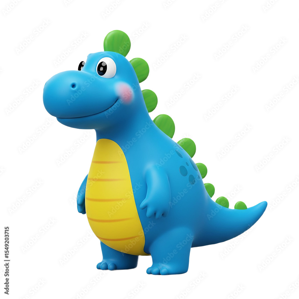 Fototapeta premium Cute Blue Dinosaur Toy Perfect for Kids Room Decor and Collections