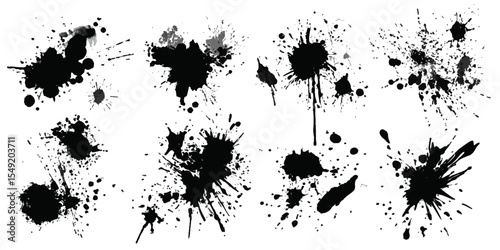 ink blots and splats. detailed ink splats Hyperrealistic Highly Detailed Isolated On Transparent Background	