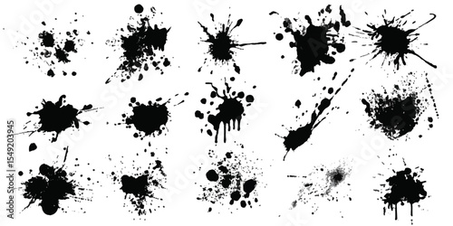 ink blots and splats. detailed ink splats Hyperrealistic Highly Detailed Isolated On Transparent Background	