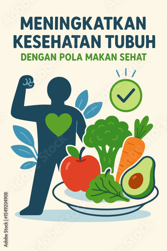 set of healthy food