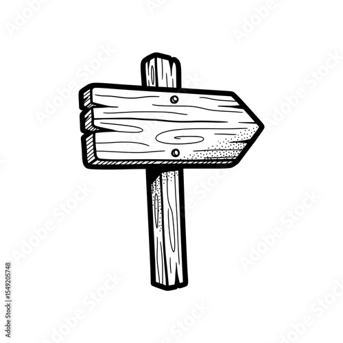 Rustic wooden direction signpost with arrow planks – Vector Illustration