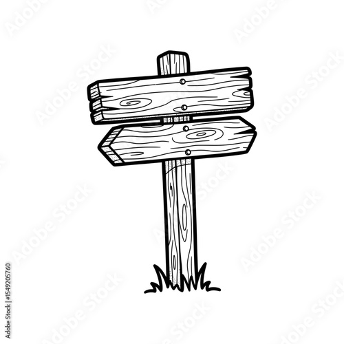 Vintage wooden guidepost with multiple directional arrows – Vector Illustration