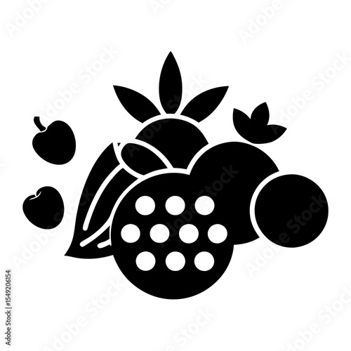 Assorted fruits and berries isolated on white background