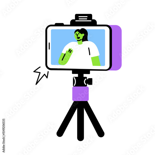 A flat style illustration showing person doing vlogging 