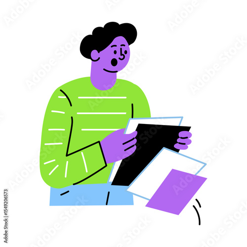 A flat style illustration depicting a content creator 
