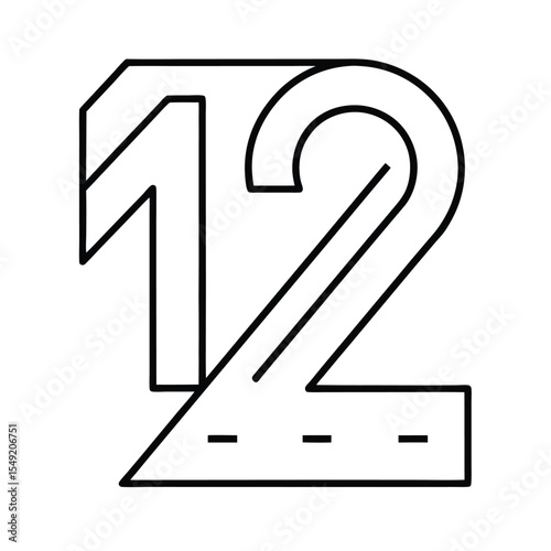 Countdown crosswalk timer displaying number twelve clearly Vector illustration