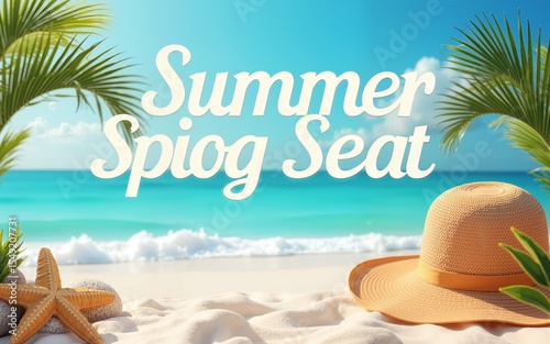A modern summer shopping sale design with beach elements. High quality